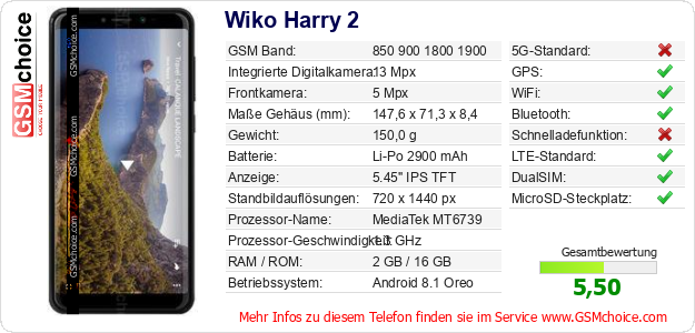 Wiko Harry 2 technische Daten Wiko Harry 2 technische Daten