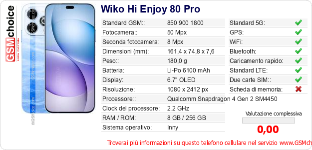 Wiko Hi Enjoy 80 Pro Dati tecnici di telefono cellulare 