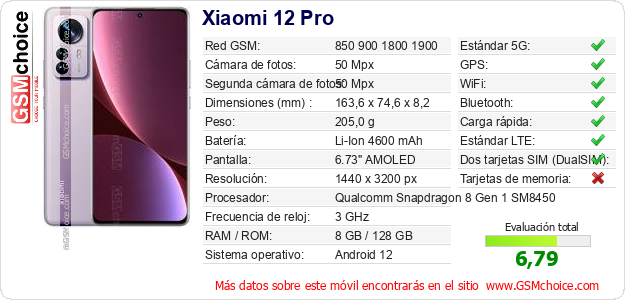 Xiaomi 12 Pro Datos técnicos del móvil Xiaomi 12 Pro Datos técnicos del móvil