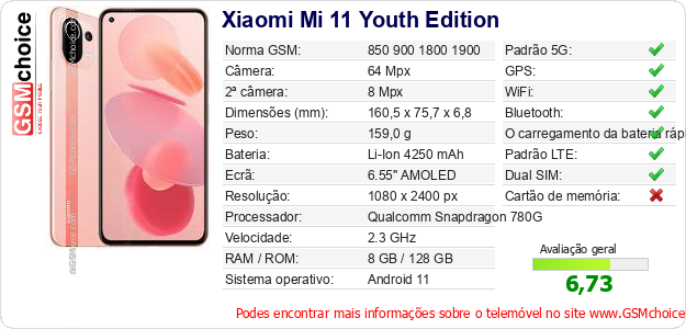 Xiaomi Mi 11 Youth Edition Especificações técnicas do telemóvel Xiaomi Mi 11 Youth Edition Especificações técnicas do telemóvel