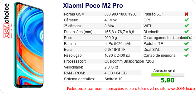 Xiaomi Poco M2 Pro Especificações técnicas do telemóvel Xiaomi Poco M2 Pro Especificações técnicas do telemóvel