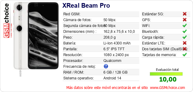 XReal Beam Pro Datos técnicos del móvil  XReal Beam Pro Datos técnicos del móvil