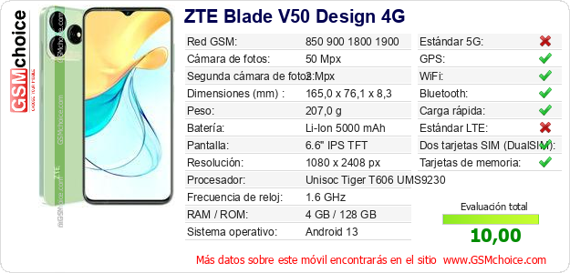 ZTE Blade V50 Design 4G Datos técnicos del móvil ZTE Blade V50 Design 4G Datos técnicos del móvil