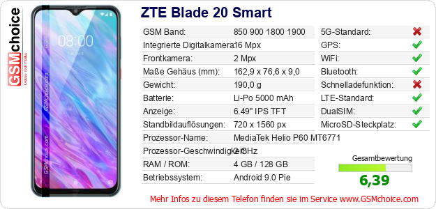 ZTE Blade 20 Smart technische Daten ZTE Blade 20 Smart technische Daten
